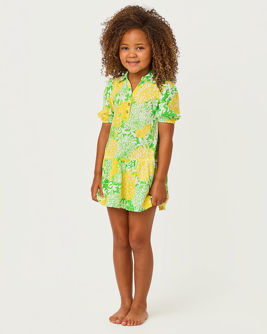 Lilly Pulitzer - Girls Mini Bingley Dress - Crocodile Green Mumbo Jumbo