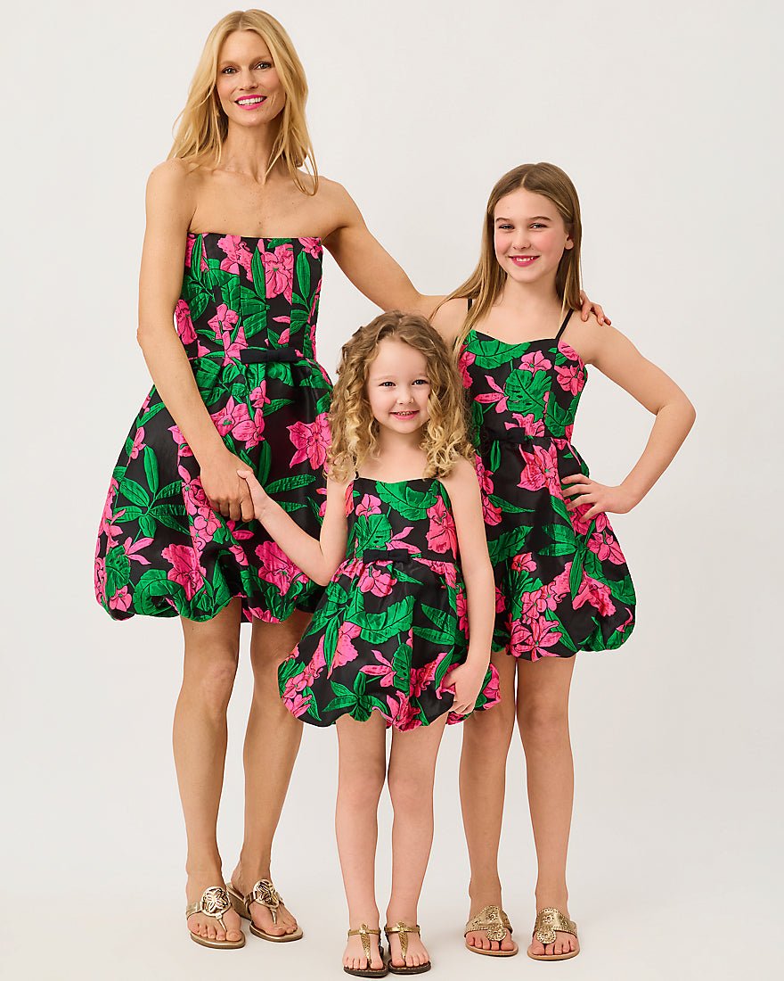 Lilly Pulitzer - Girls Mini Bowman Dress - Noir Jungle Bouquet Jacquard
