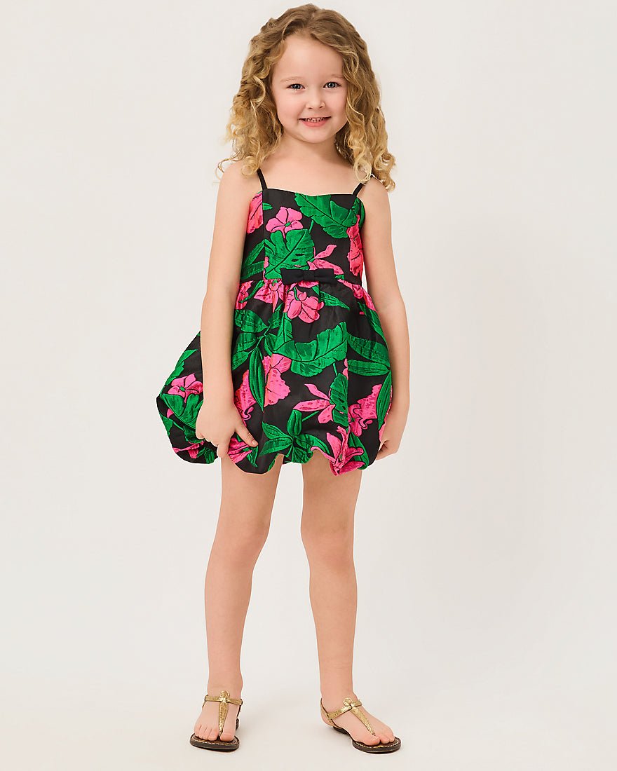 Lilly Pulitzer - Girls Mini Bowman Dress - Noir Jungle Bouquet Jacquard