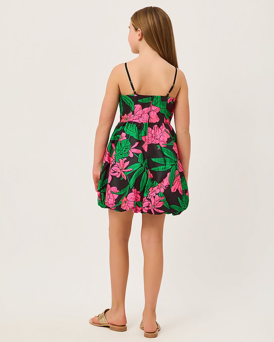 Lilly Pulitzer - Girls Mini Bowman Dress - Noir Jungle Bouquet Jacquard