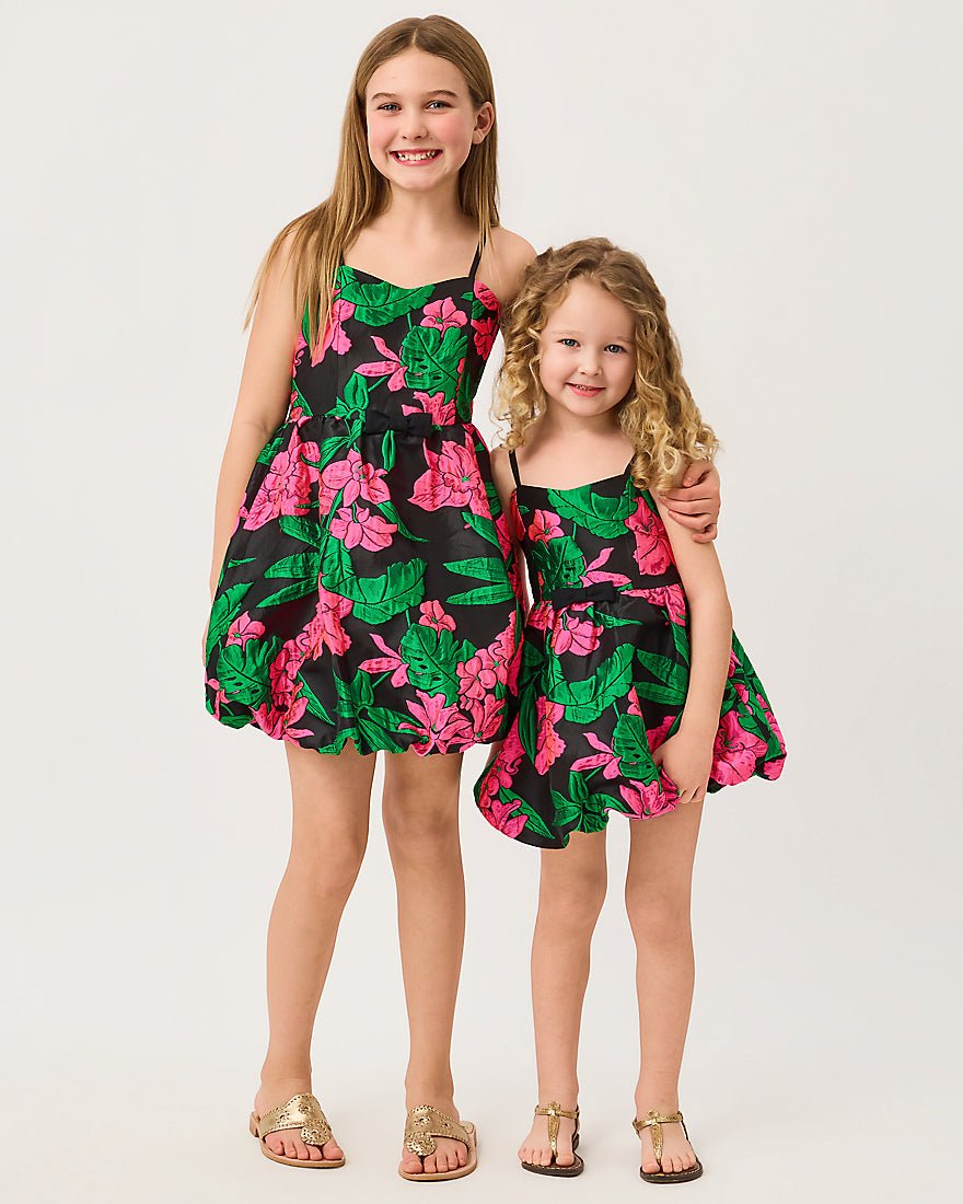 Lilly Pulitzer - Girls Mini Bowman Dress - Noir Jungle Bouquet Jacquard