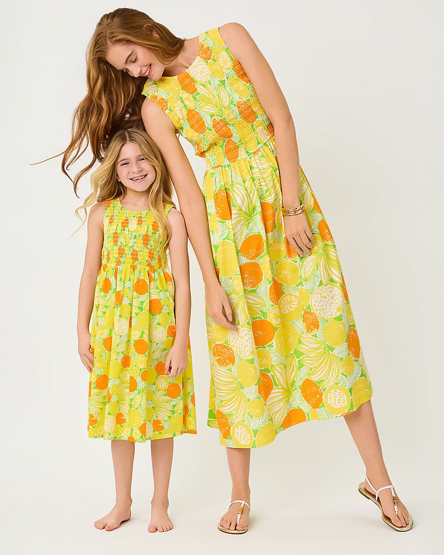 Lilly Pulitzer - Girls Mini Daisey Midi Dress - Island Palm Zesty
