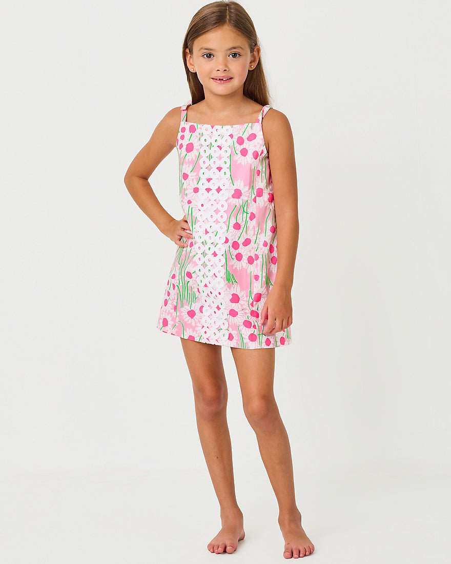 Lilly Pulitzer - Girls Mini Delores Dress - Conch Shell Pink Sunny Daisies