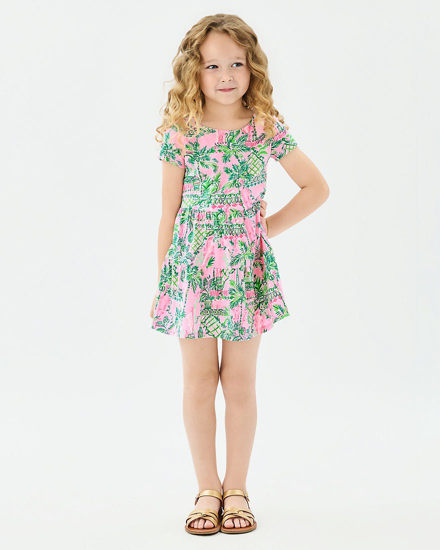 Lilly Pulitzer - Girls Mini Geanna Short Sleeve Dress - Mandevilla Baby Always Worth It