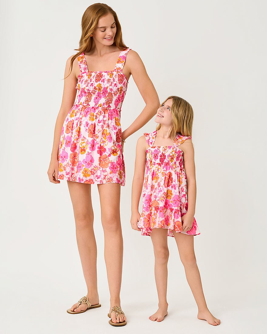 Lilly Pulitzer - Girls Mini Hadly Dress - Resort White Pansy Fansy