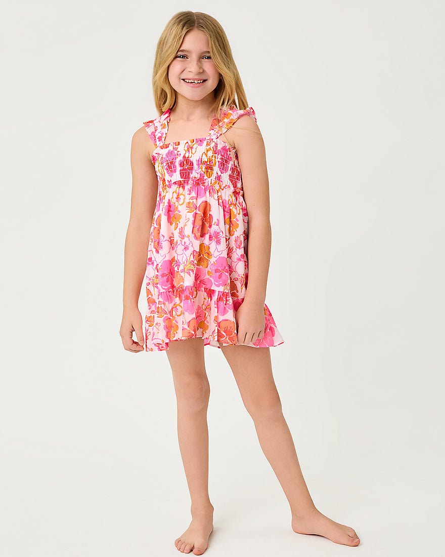 Lilly Pulitzer - Girls Mini Hadly Dress - Resort White Pansy Fansy