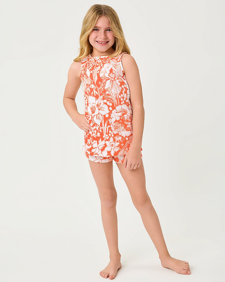 Lilly Pulitzer - Girls Mini Romey Knit Shift Set - Sunset Orange Budding Romance