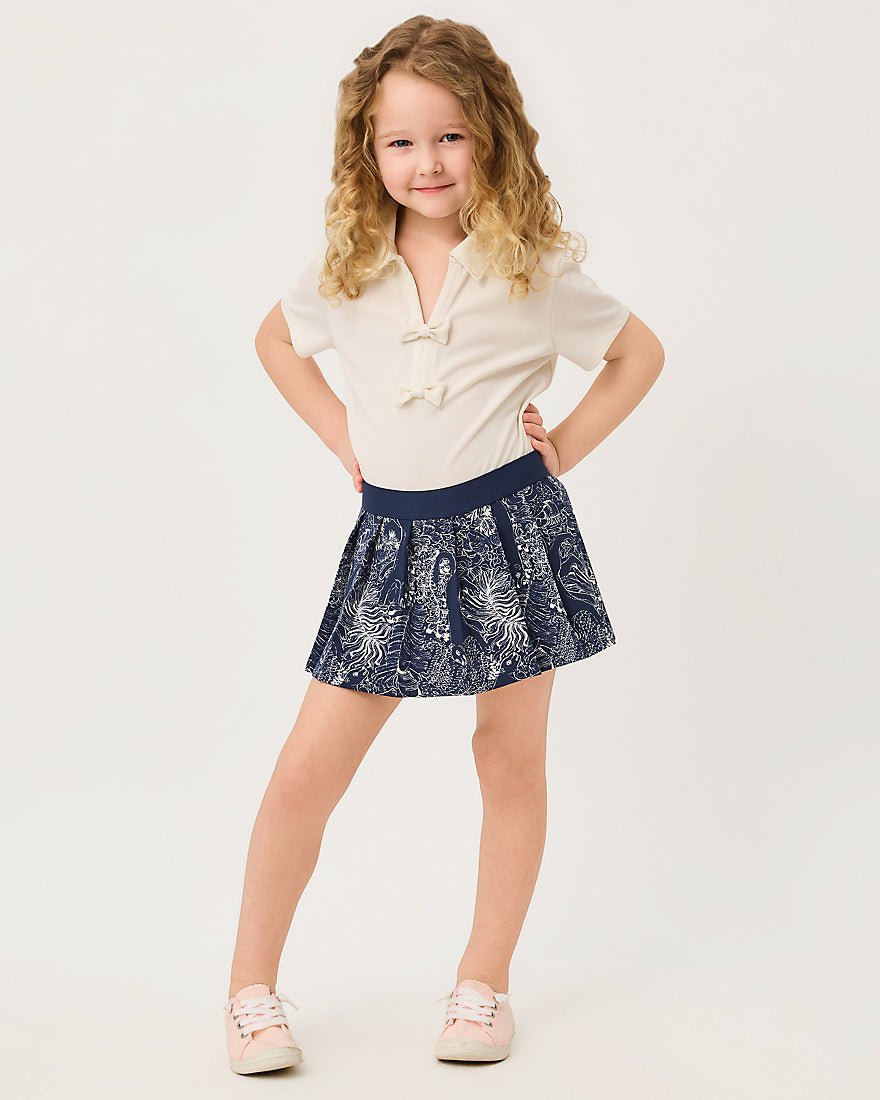 Lilly Pulitzer - Girls Sylvana Skort - Low Tide Navy Lil Palm Prowl