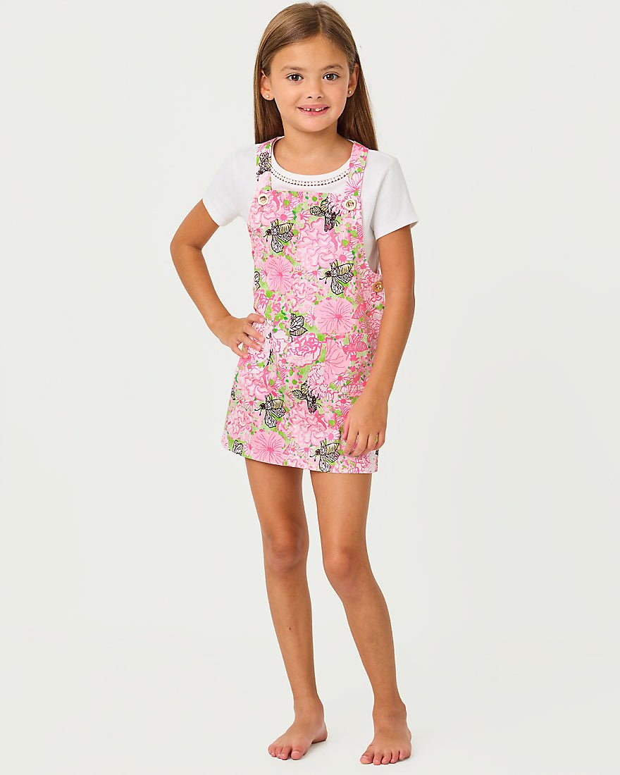 Lilly Pulitzer - Girls Varney Overall Dress - Pistachio Macaron Bees Knees