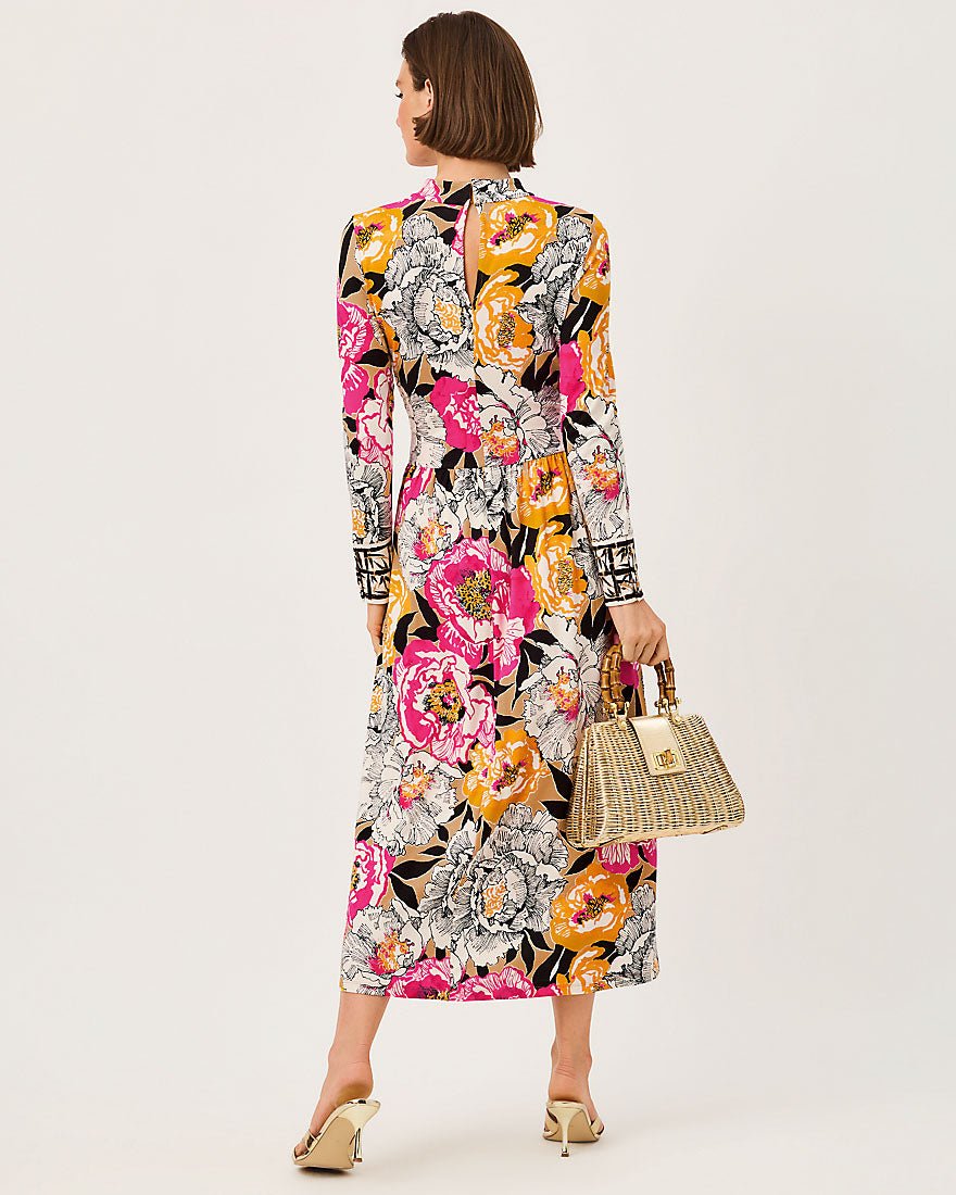 Lilly Pulitzer - Greer Midi Dress Upf 50 Plus - Iced Latte Peony Perfection