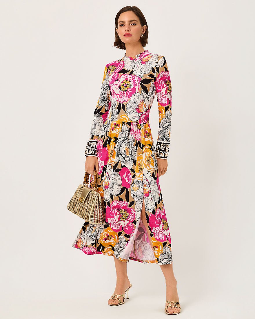Lilly Pulitzer - Greer Midi Dress Upf 50 Plus - Iced Latte Peony Perfection