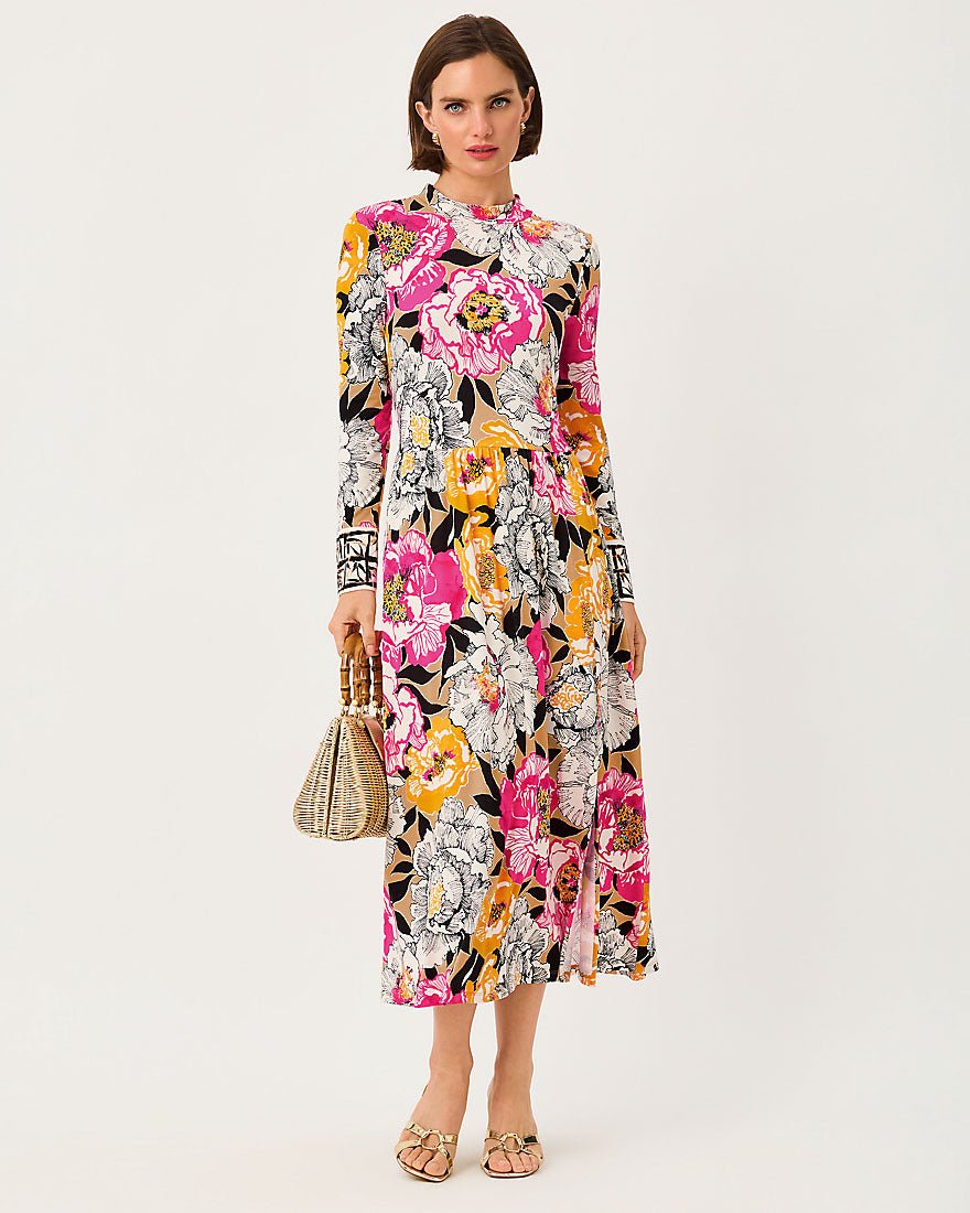 Lilly Pulitzer - Greer Midi Dress Upf 50 Plus - Iced Latte Peony Perfection