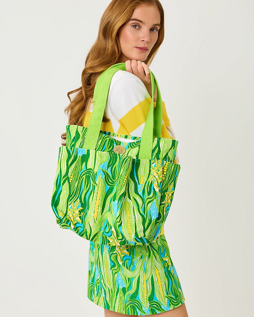 Lilly Pulitzer - Gwp Farmers Market Tote - Turquoise Tide Sweet Corn