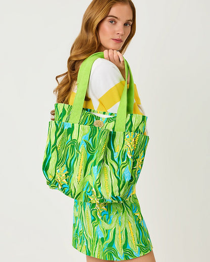 Lilly Pulitzer - Gwp Farmers Market Tote - Turquoise Tide Sweet Corn