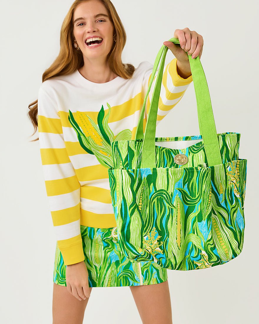 Lilly Pulitzer - Gwp Farmers Market Tote - Turquoise Tide Sweet Corn