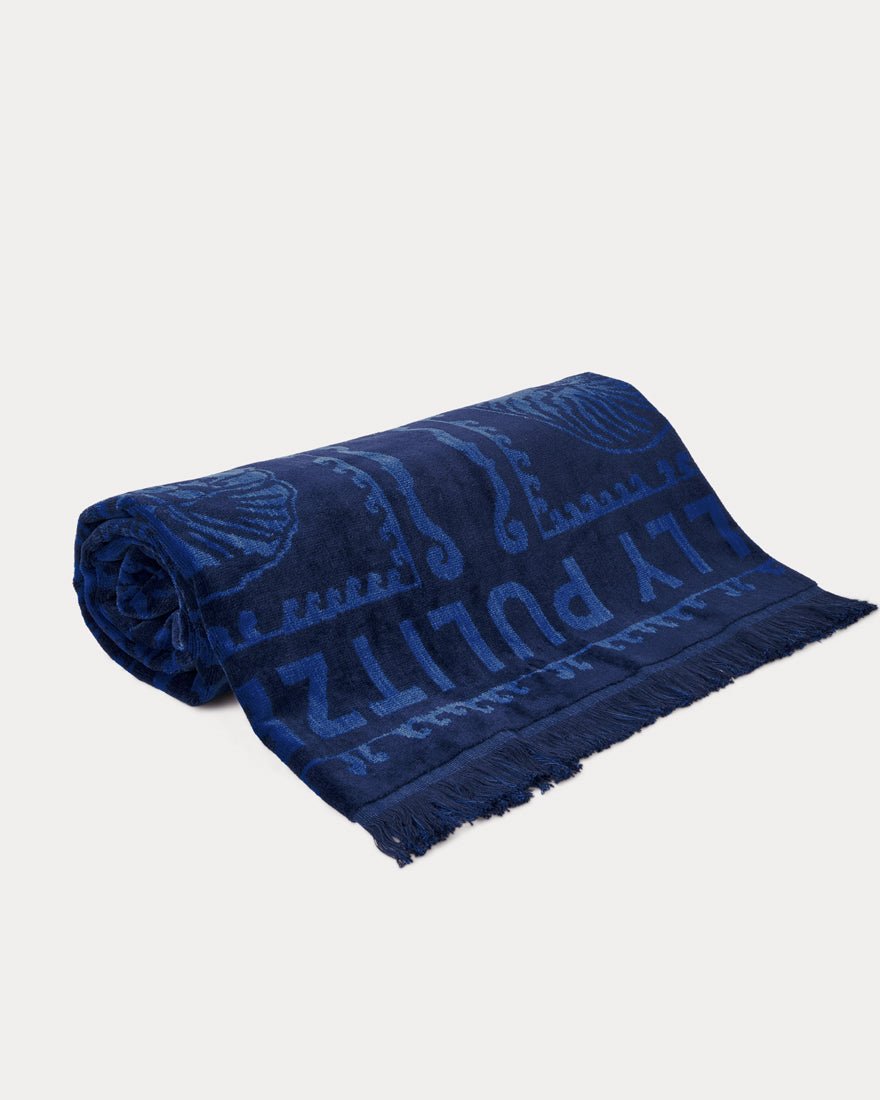 Lilly Pulitzer - Gwp Jacquard Beach Towel - Low Tide Navy Shell Shine