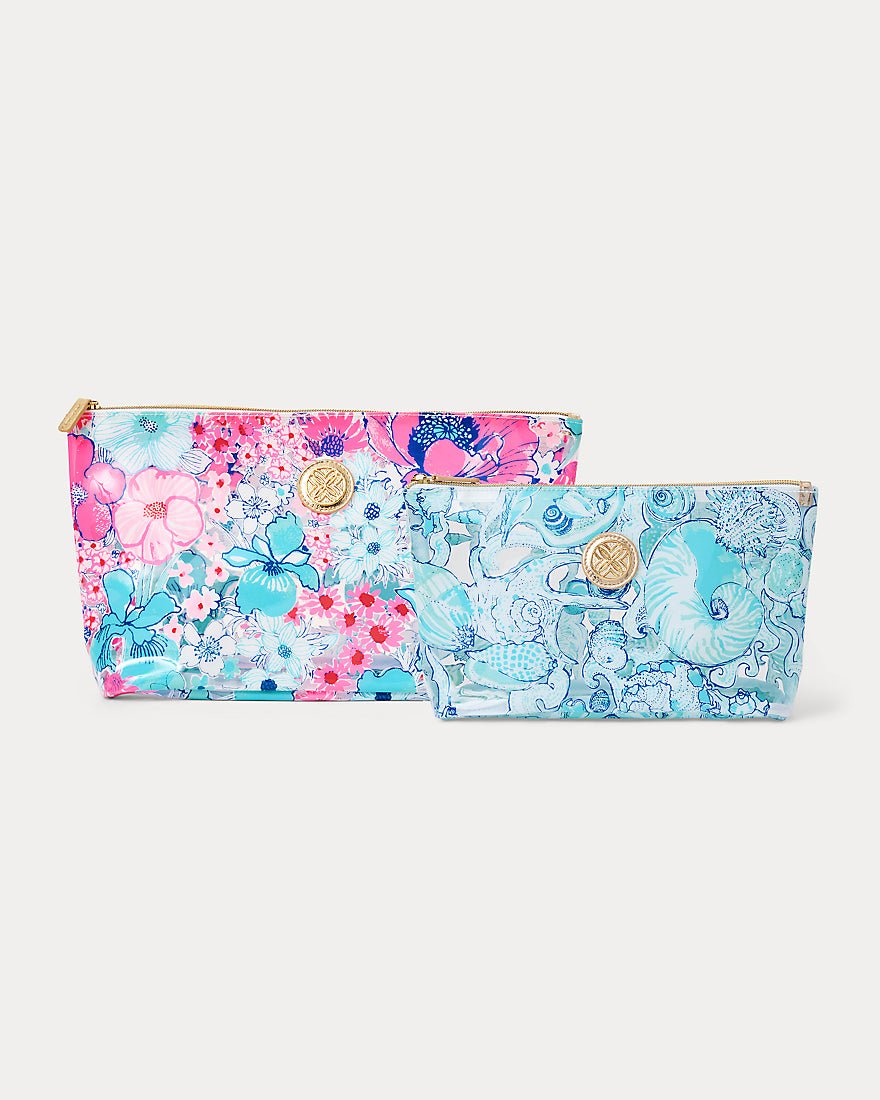 Lilly Pulitzer - Gwp Set Of 2 Pool Pouches - Clear In All Her Glory
