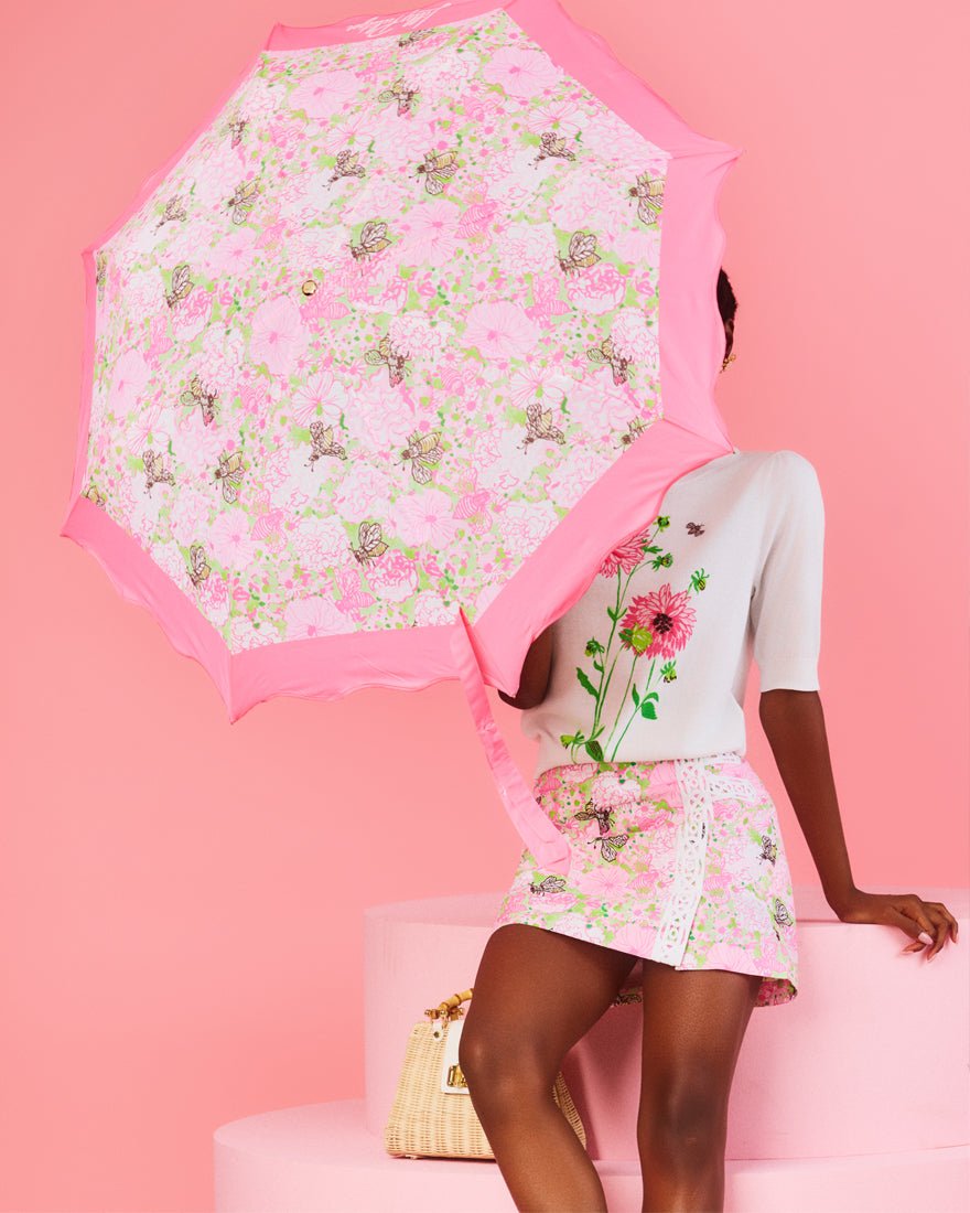 Lilly Pulitzer - Gwp Travel Umbrella - Pistachio Macaron Bees Knees