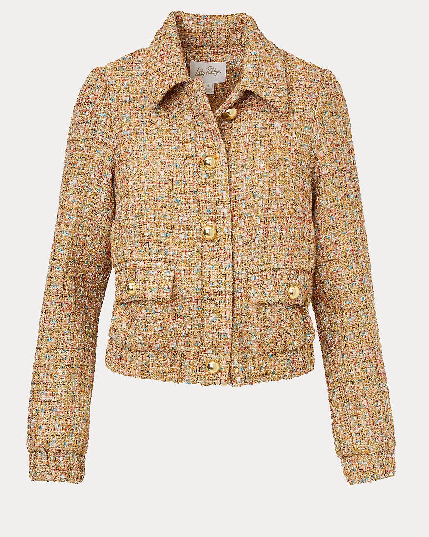Lilly Pulitzer - Gwynnie Boucle Jacket - Iced Latte Golden Age Eyelash Boucle