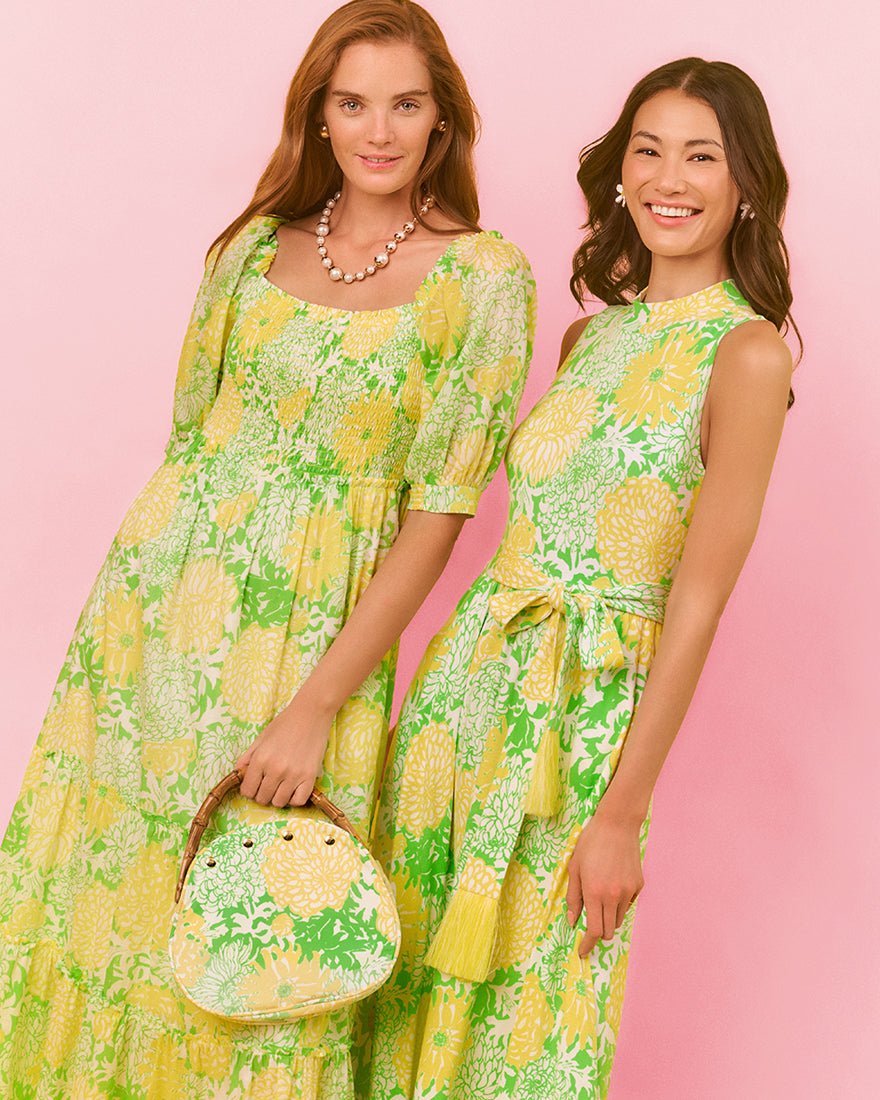 Lilly Pulitzer - Hadly Short Sleeve Smocked Maxi Dress - Crocodile Green Mumbo Jumbo