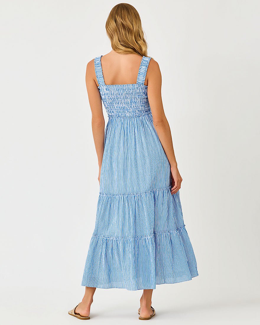 Lilly Pulitzer - Hadly Smocked Maxi Dress - Blue Flare Ltwt Oxford Stripe