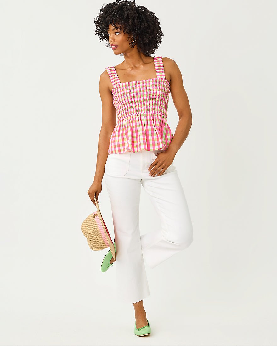 Lilly Pulitzer - Hadly Smocked Top - Cherry Blossom Pink Summer Lovin Gingham