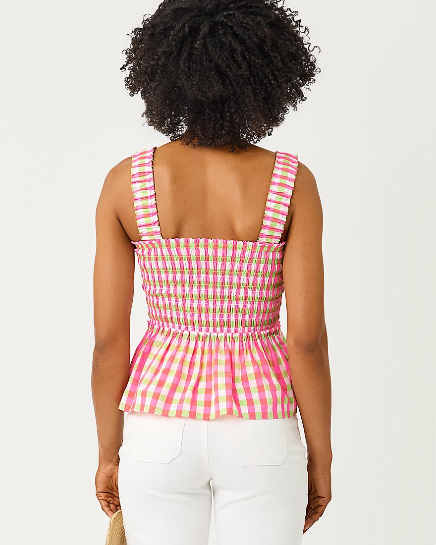Lilly Pulitzer - Hadly Smocked Top - Cherry Blossom Pink Summer Lovin Gingham