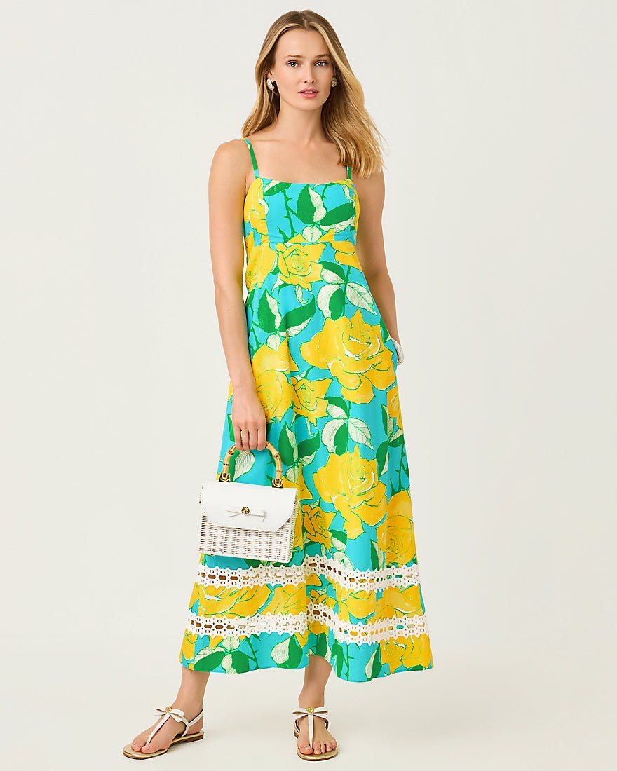 Lilly Pulitzer - Haliey Midi Dress - Blue Curacao Rose Bud