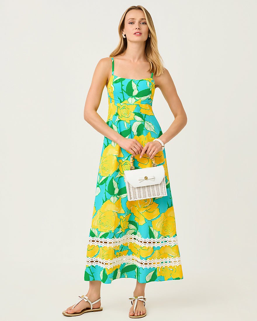 Lilly Pulitzer - Haliey Midi Dress - Blue Curacao Rose Bud