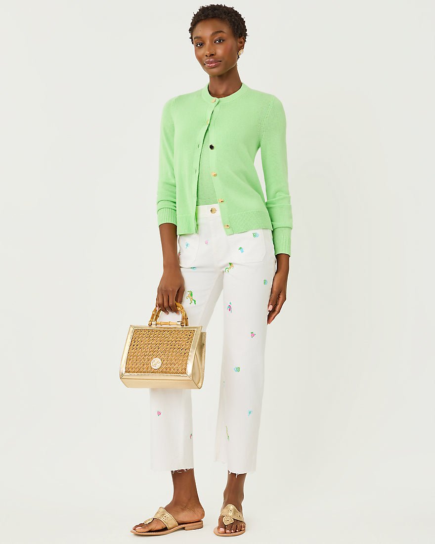 Lilly Pulitzer - Harleen High Rise Crop Jean - Resort White Derby Ditsy Embroidery