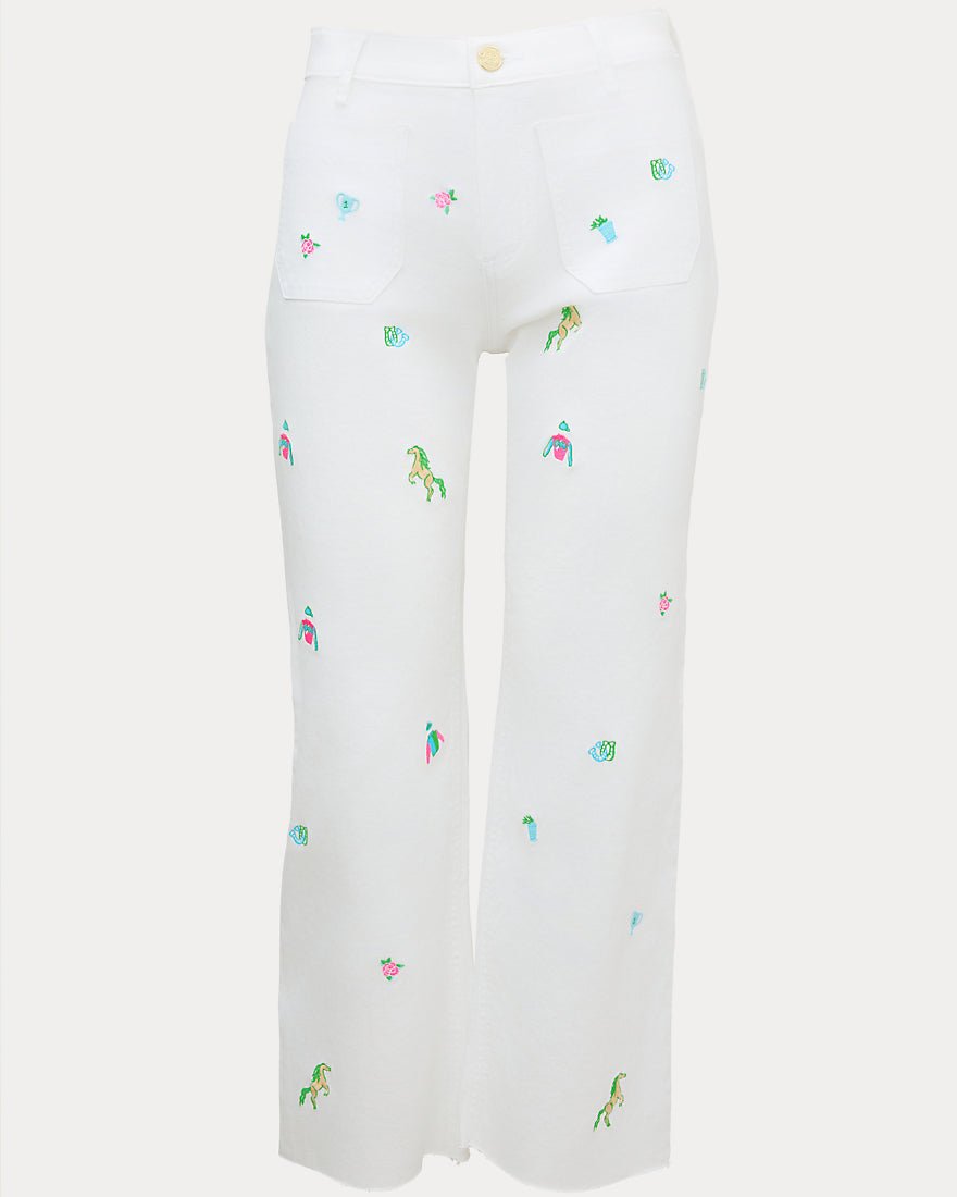Lilly Pulitzer - Harleen High Rise Crop Jean - Resort White Derby Ditsy Embroidery
