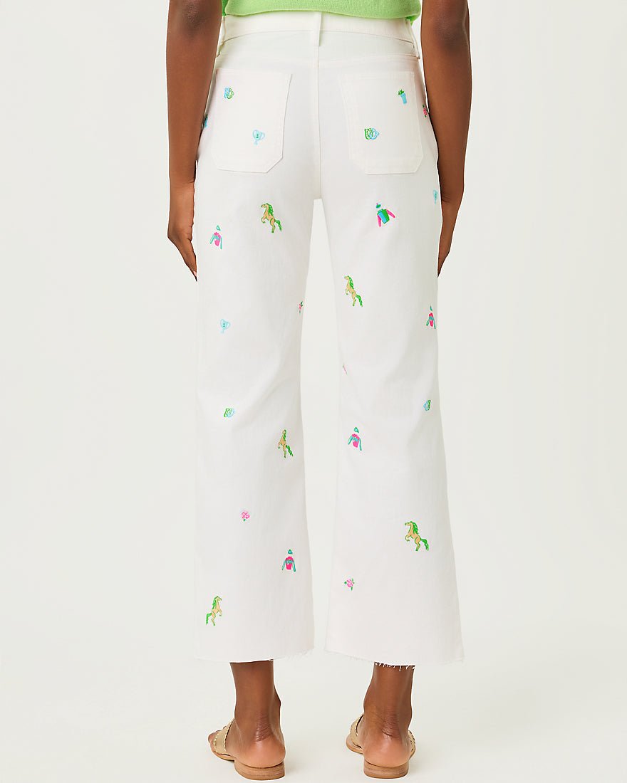 Lilly Pulitzer - Harleen High Rise Crop Jean - Resort White Derby Ditsy Embroidery