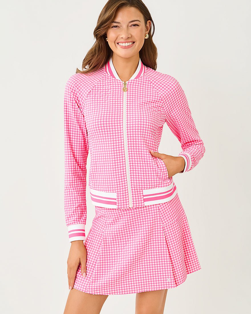Lilly Pulitzer - Jaydea Jacket Upf 50 Plus - Cherry Blossom Pink Mini Performance Gingham