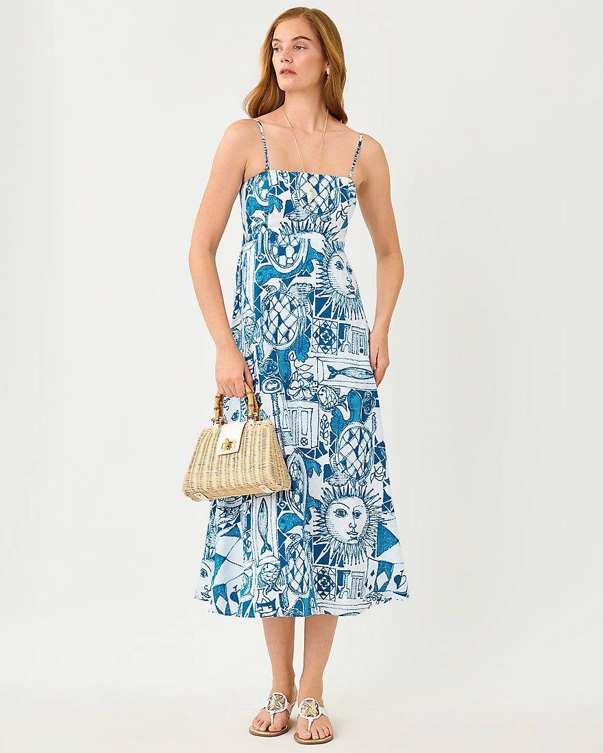 Lilly Pulitzer - Jorgian Linen Midi Dress - Resort White Oversized Harlillyquin