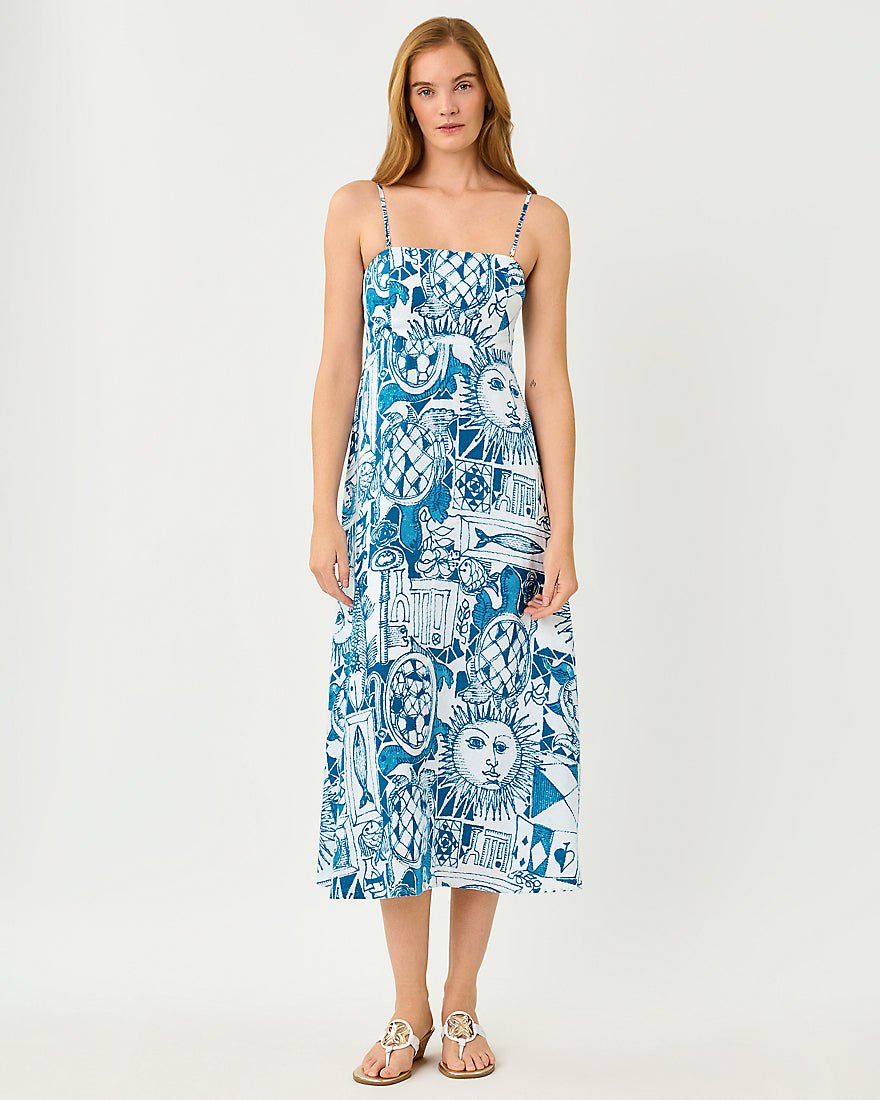 Lilly Pulitzer - Jorgian Linen Midi Dress - Resort White Oversized Harlillyquin