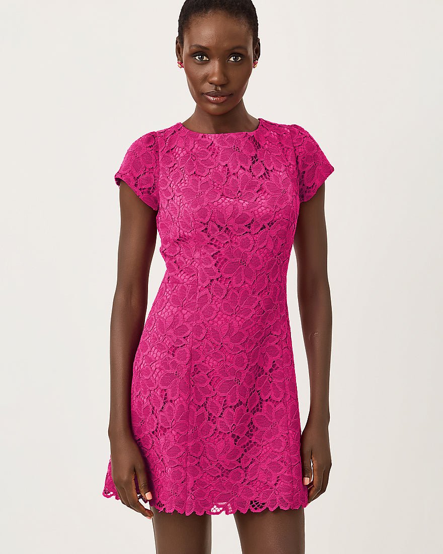 Lilly Pulitzer - Jules Short Sleeve Romper - Berry Bouquet Petal Pusher Lace