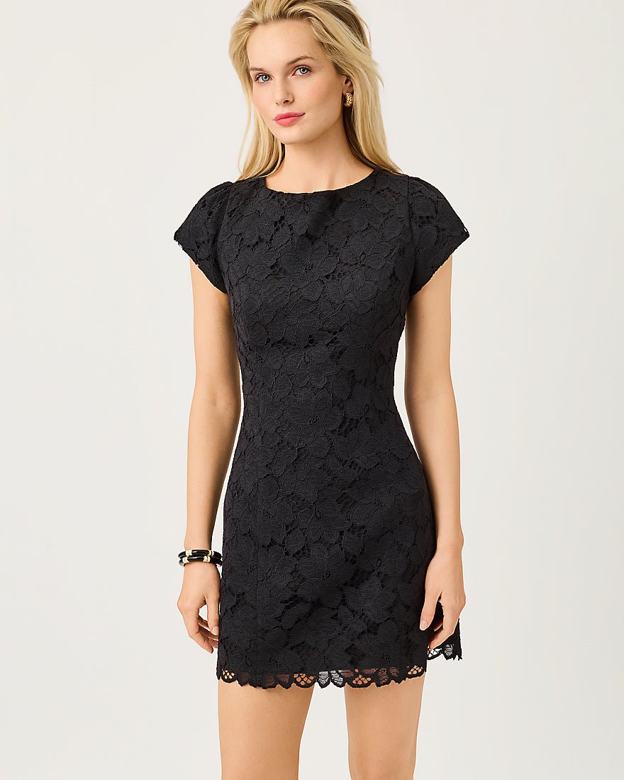Lilly Pulitzer - Jules Short Sleeve Romper - Noir Petal Pusher Lace