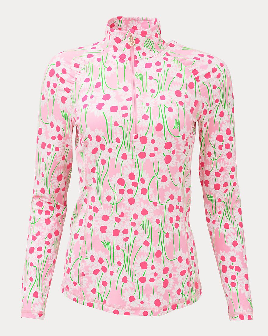 Lilly Pulitzer - Justine Half Zip Upf 50 Plus - Conch Shell Pink Lil Sunny Daisies