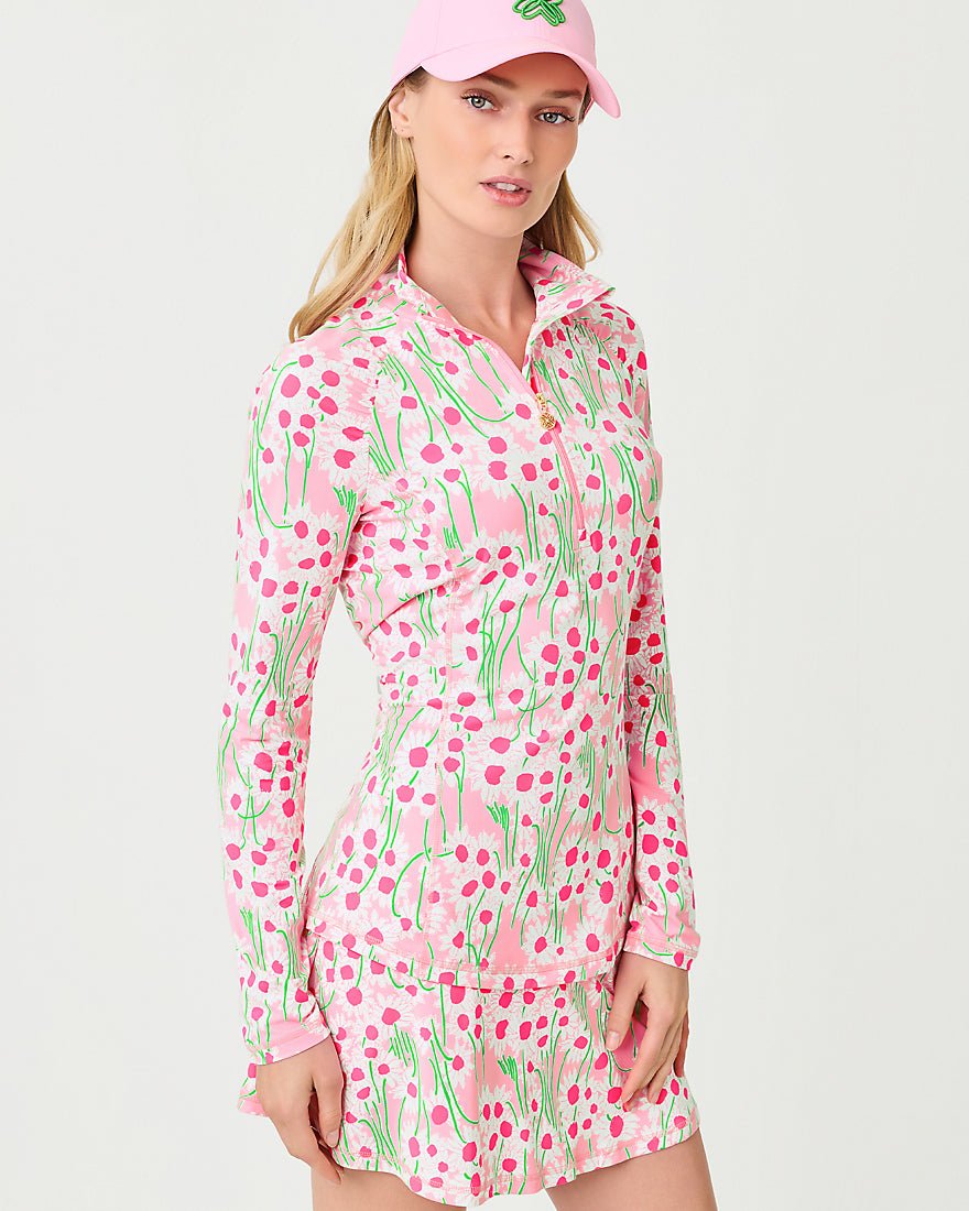 Lilly Pulitzer - Justine Half Zip Upf 50 Plus - Conch Shell Pink Lil Sunny Daisies