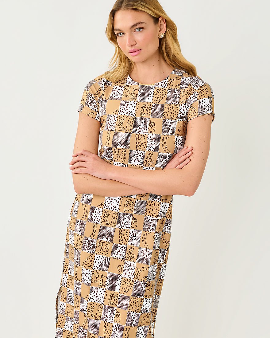 Lilly Pulitzer - Kaden Upf 50 Plus Maxi Dress - Iced Latte Cheetah Checks