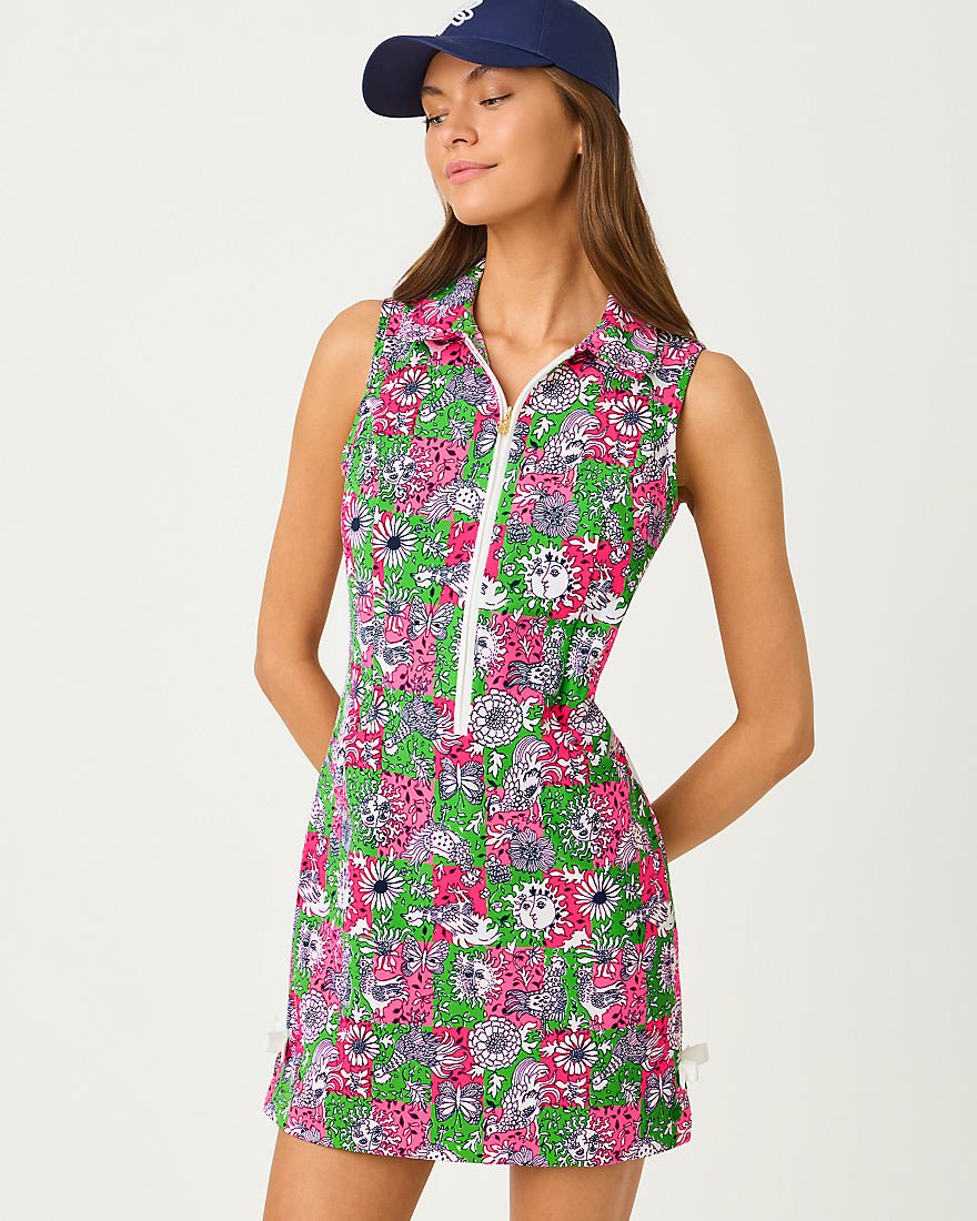 Lilly Pulitzer - Kathy Bow Dress Upf 50 Plus - Cherry Blossom Pink Lil Chicken Check