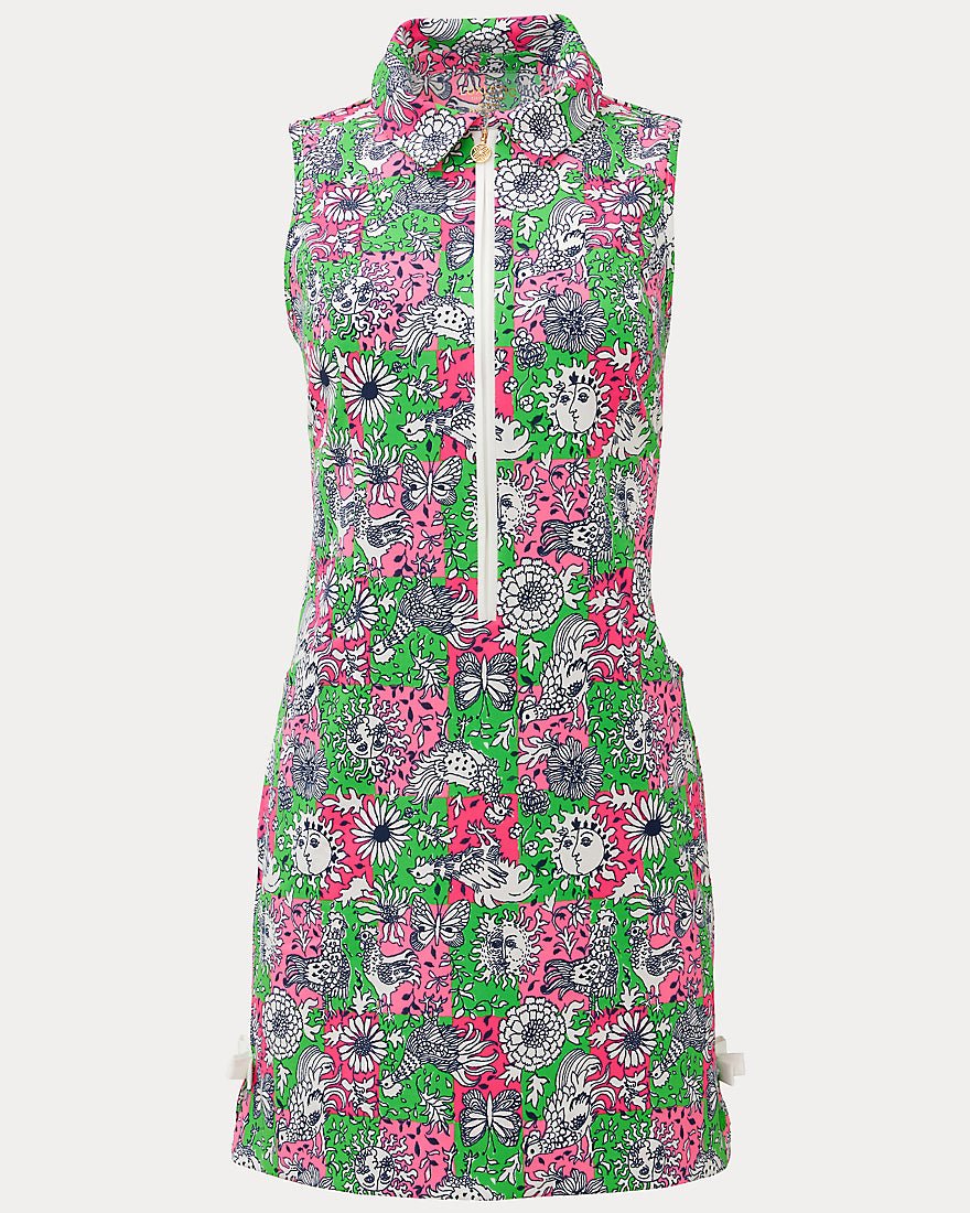 Lilly Pulitzer - Kathy Bow Dress Upf 50 Plus - Cherry Blossom Pink Lil Chicken Check