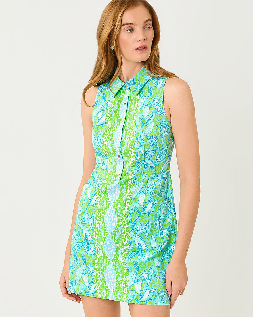 Lilly Pulitzer - Kathy Dress Upf 50 Plus - Day Dream Blue Throw Me A Line