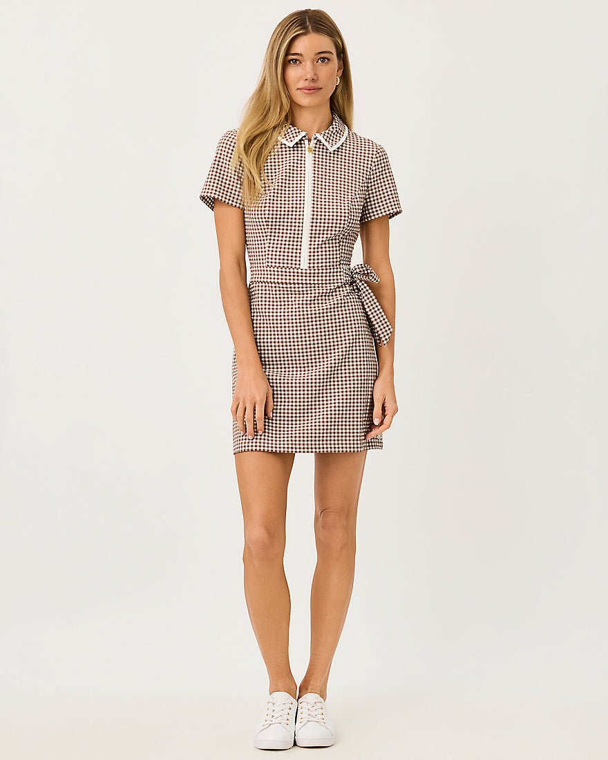 Lilly Pulitzer - Kathy Short Sleeve Tie Dress - Coco Beach Mini Performance Gingham