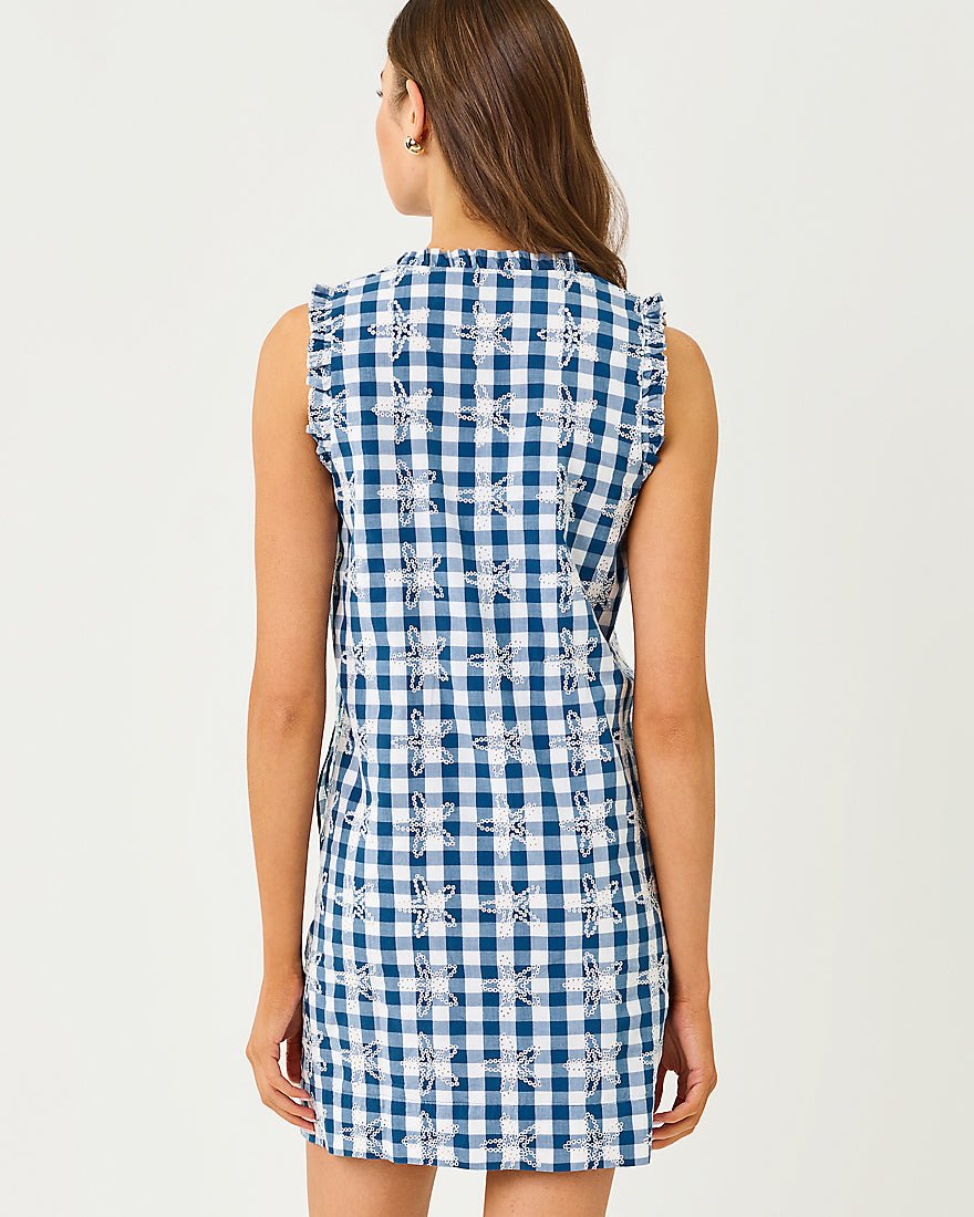 Lilly Pulitzer - Kavalla Dress - Starlight Navy Starfishing Embroidered Gingham