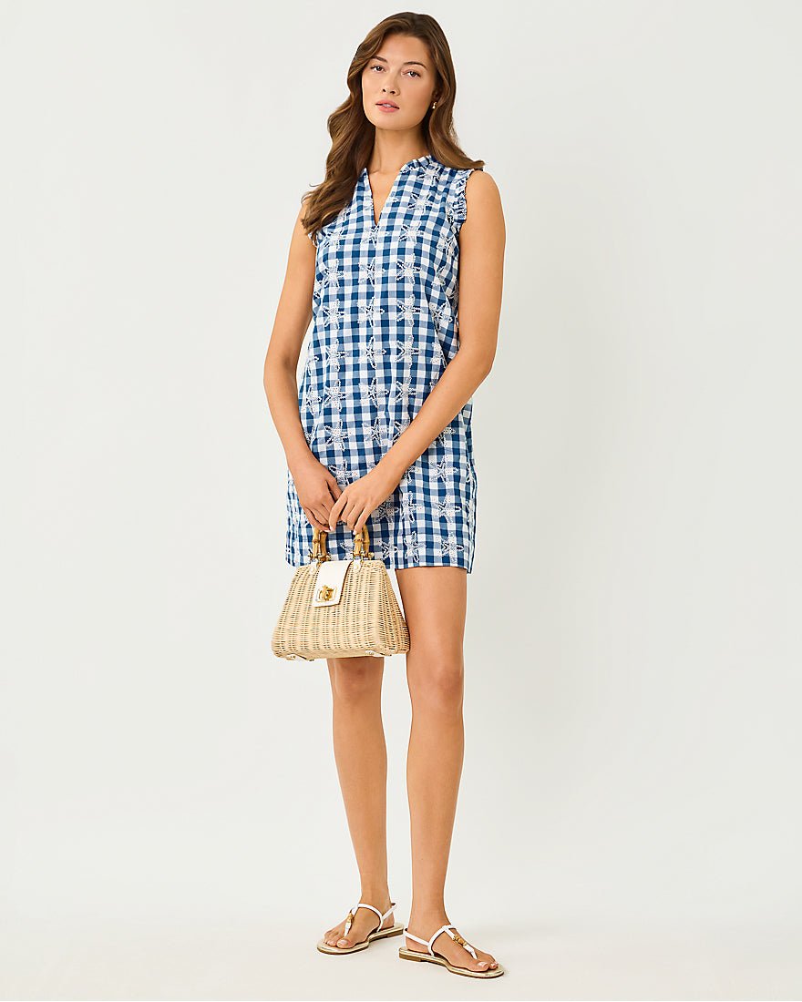 Lilly Pulitzer - Kavalla Dress - Starlight Navy Starfishing Embroidered Gingham