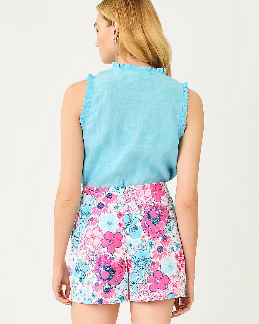 Lilly Pulitzer - Kavalla Sleeveless Ruffle Top - Capri Blue X Resort White
