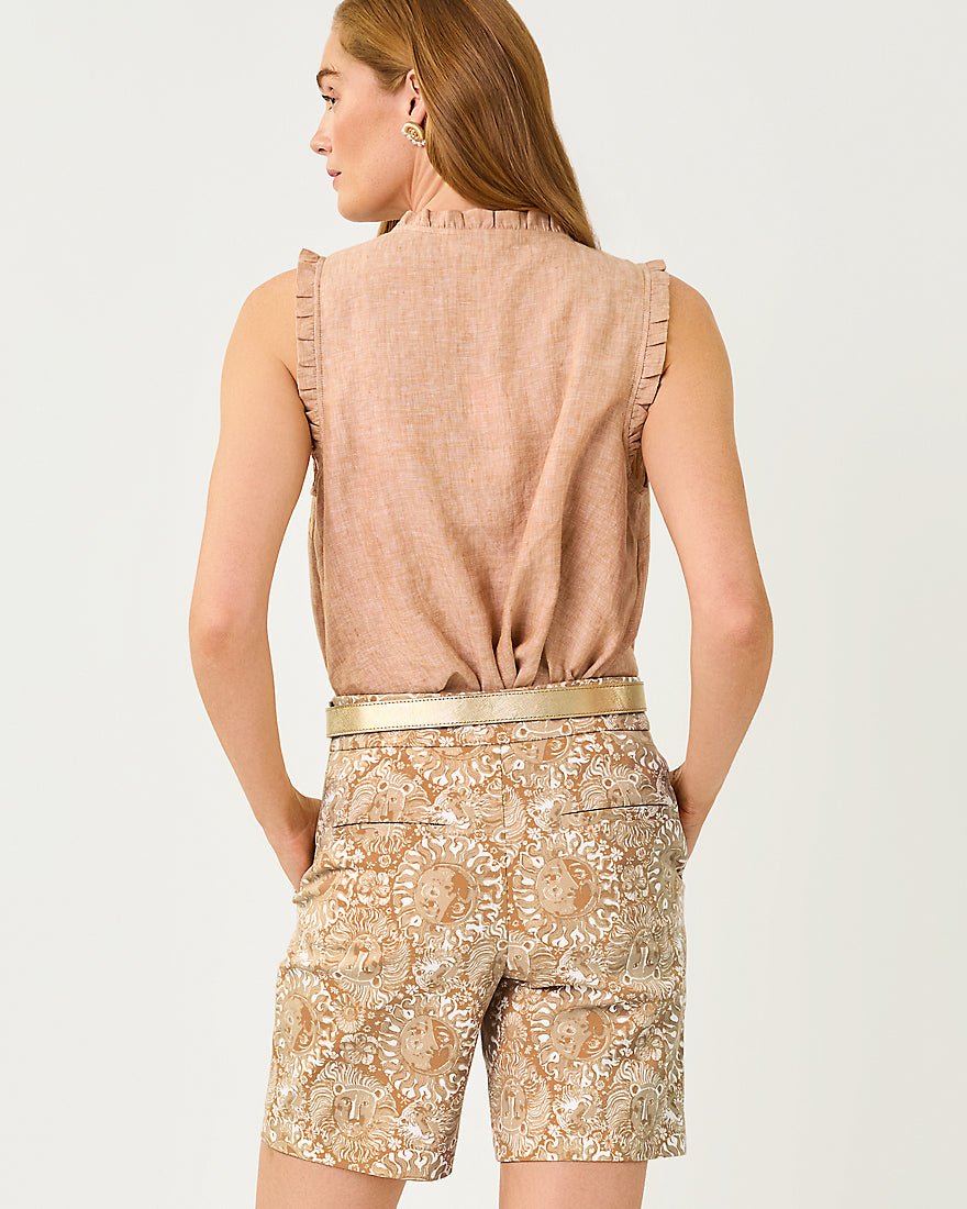 Lilly Pulitzer - Kavalla Sleeveless Ruffle Top - Iced Latte X Resort White