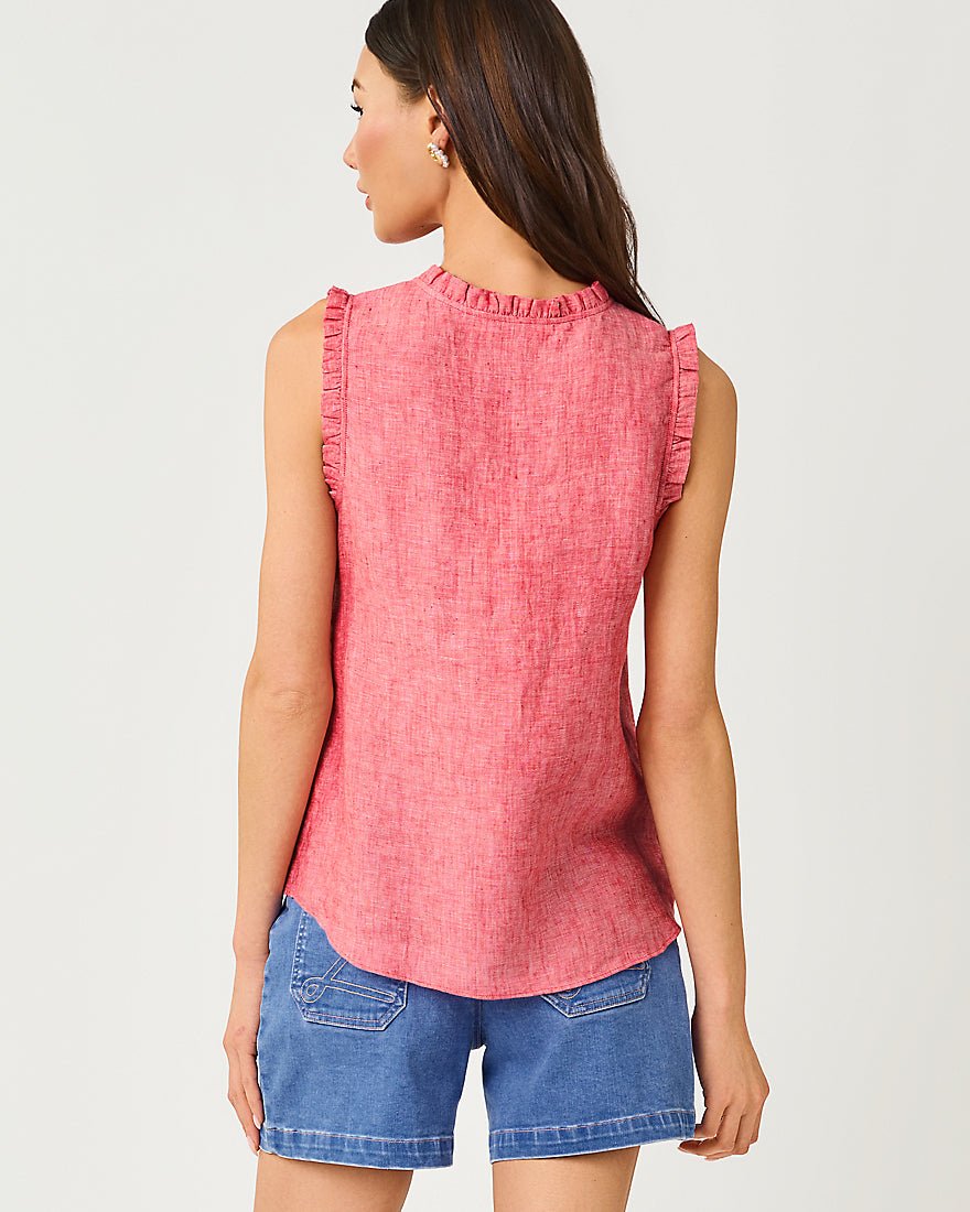 Lilly Pulitzer - Kavalla Sleeveless Ruffle Top - Paradise Punch X Resort White