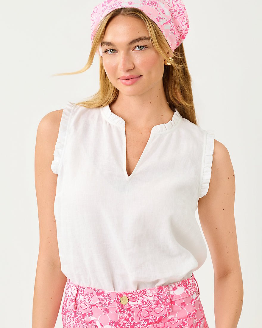 Lilly Pulitzer - Kavalla Sleeveless Ruffle Top - Resort White